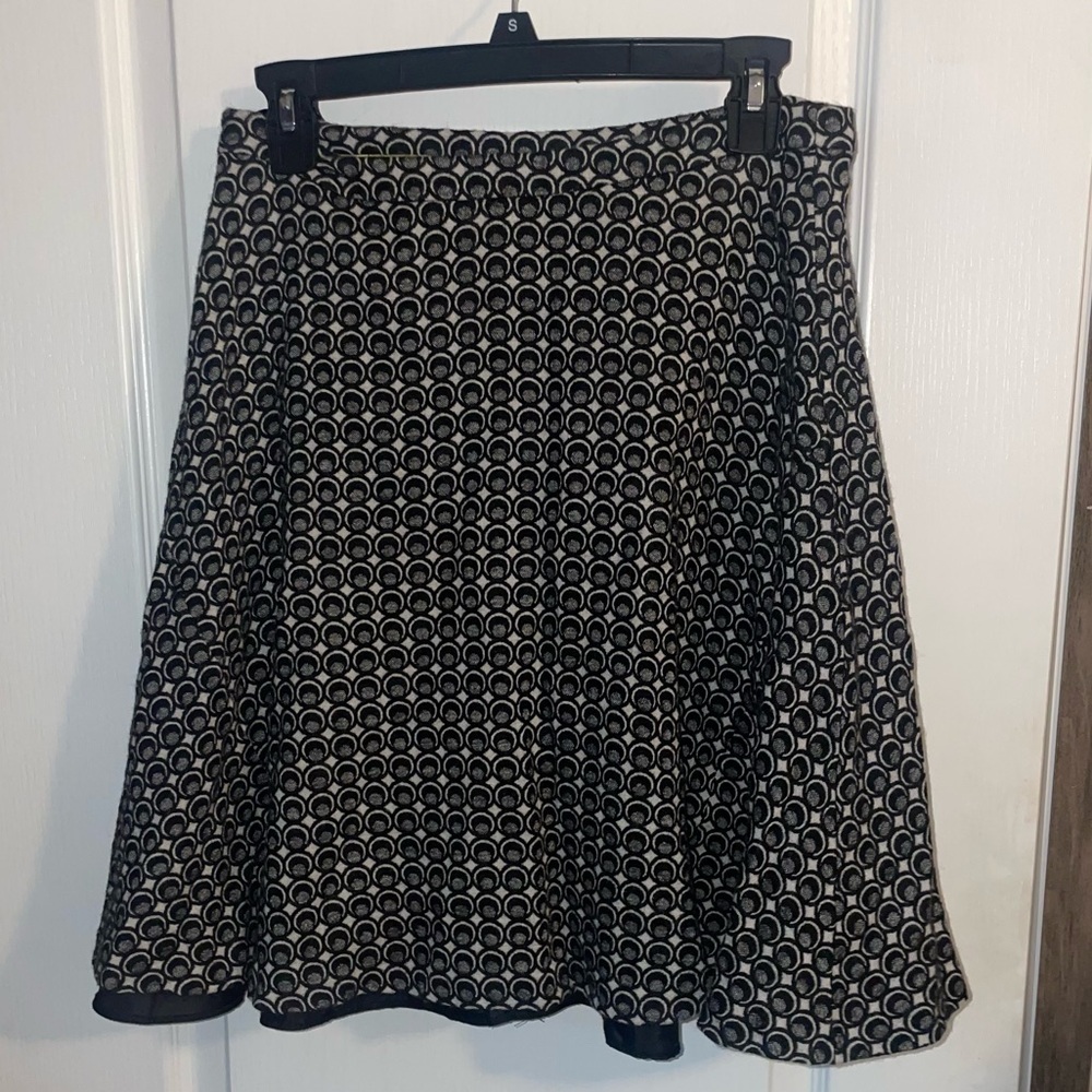 Boden Wool Blend Monochromatic Black & White Patterned A Line Skirt Size 6R - Picture 2 of 6